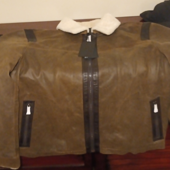 Mangelson Cracked Leather Bomber Jacket PAIGE